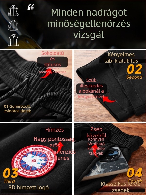 CAHOBC GOOSE férfi sportnadrág tél 2025, egyszínű, egyenes szabás, laza szabás, hosszú