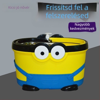 Forgó mop érintés nélküli mosással, nedves és száraz kettős használat, önkicsavaró mechanizmus, mikroszálas fej, rozsdamentes acél nyél, teleszkópos hossz 1,2 m