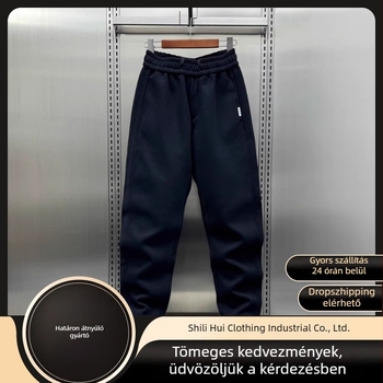 Tavasz–ősz trendi férfi casual nadrágok, vastag tréner nadrág, egyenes szabás, prémium érzet