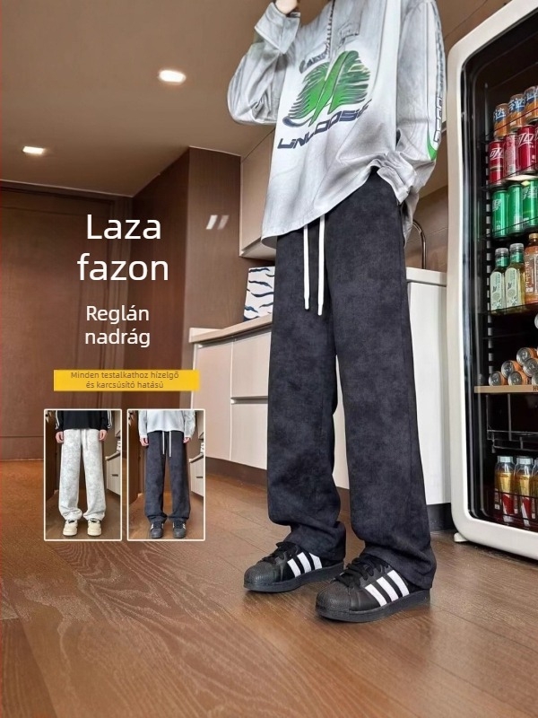 Tie-dye mintás, laza szabású férfi sportnadrágok diákok és serdülők számára, mindennapi hosszú nadrág egyenes szárú