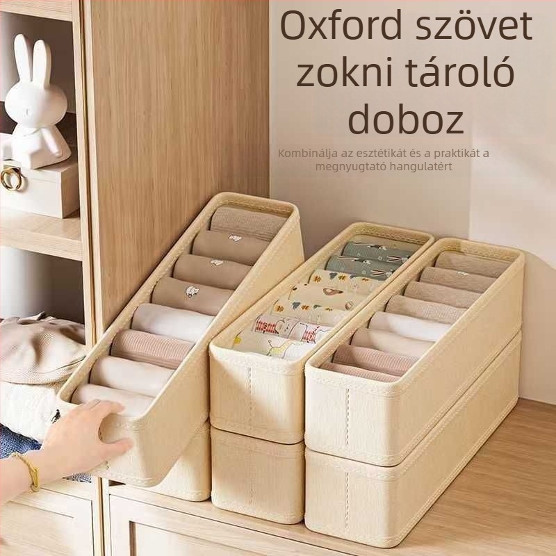 Fehérnemű- és zokitároló doboz, Oxford anyagú gardrób rendező, három az egyben