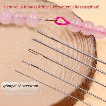 DIY gyöngyfűző eszköz - hosszú, ultra vékony gyöngytű, húzótűvel és oldalsó átszúrással, kézzel készített