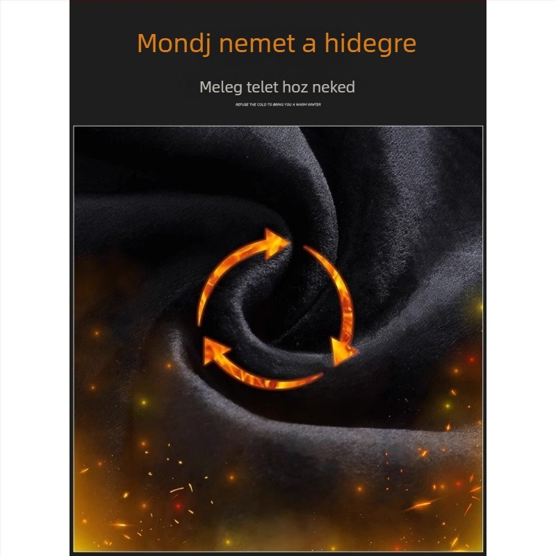 Férfi téli széles szárú nadrág fleece-béléssel, vastagított, laza szabású, egyenes szárú, mindennapi, plusz méret