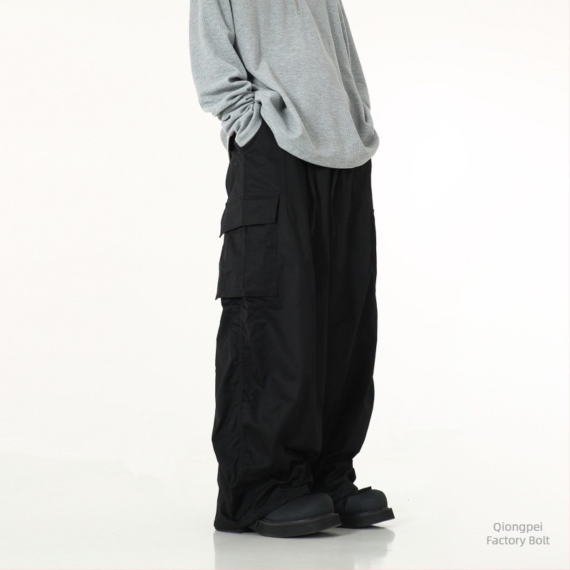 Férfiaknak készült amerikai retro workwear nadrág, laza szabás, széles szárú, padlóig érő hosszúság, hip-hop stílus