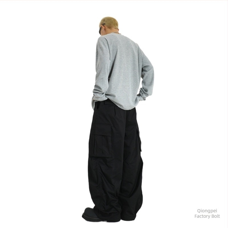 Férfiaknak készült amerikai retro workwear nadrág, laza szabás, széles szárú, padlóig érő hosszúság, hip-hop stílus