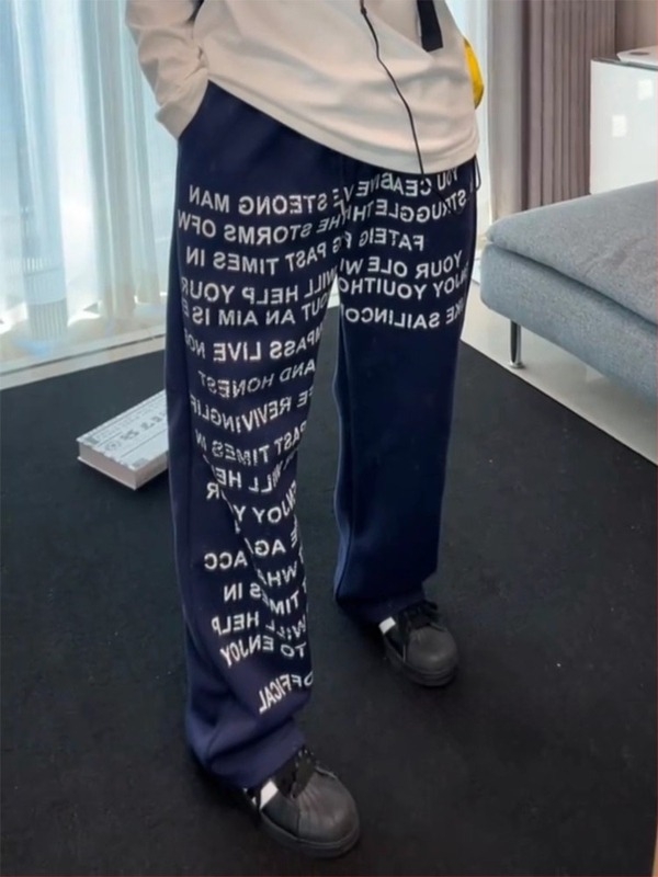 Férfi nadrágok japán stílusban, laza szabás, széles szárú, padlóig érő, őszi könnyű darab