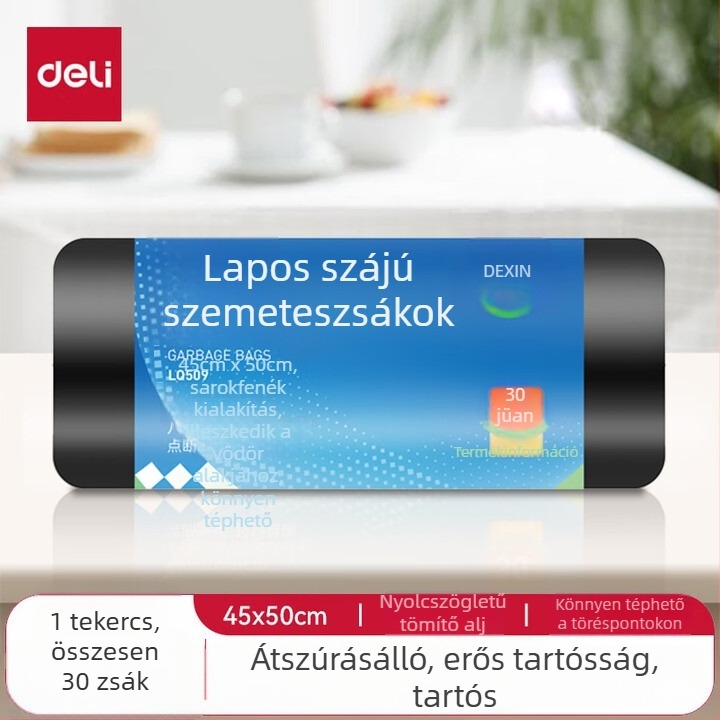 Masszív, nagy méretű hulladékzsákok otthonra és irodába, vastagított műanyag, konyhai és fürdőszobai használatra, mellény-stílusban