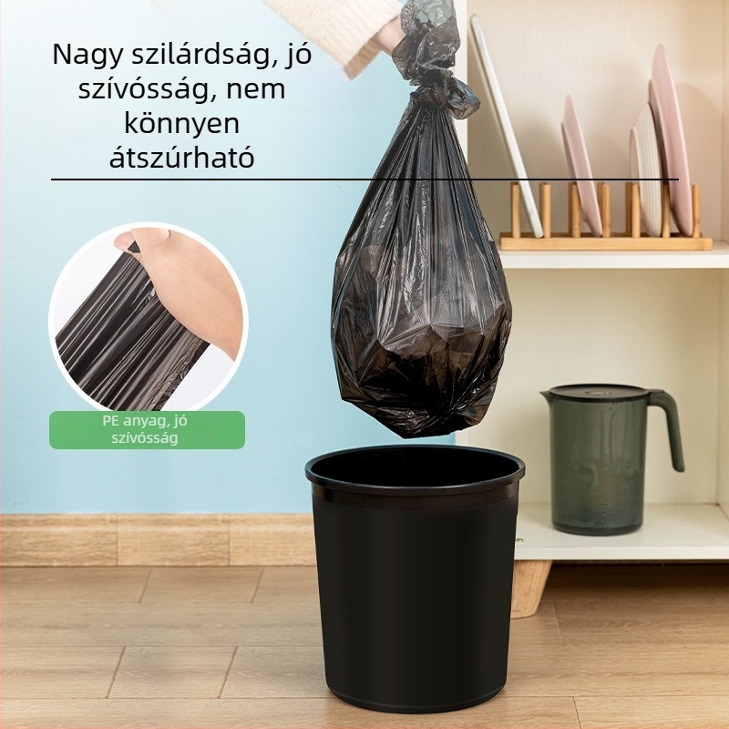 Masszív, nagy méretű hulladékzsákok otthonra és irodába, vastagított műanyag, konyhai és fürdőszobai használatra, mellény-stílusban