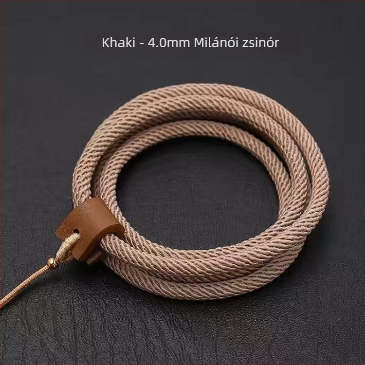 Kézzel készített borjúbőrből készült nyakpánt medálhoz, uniszex Buddha Jade, cserélhető zsinór milánói kötésben
