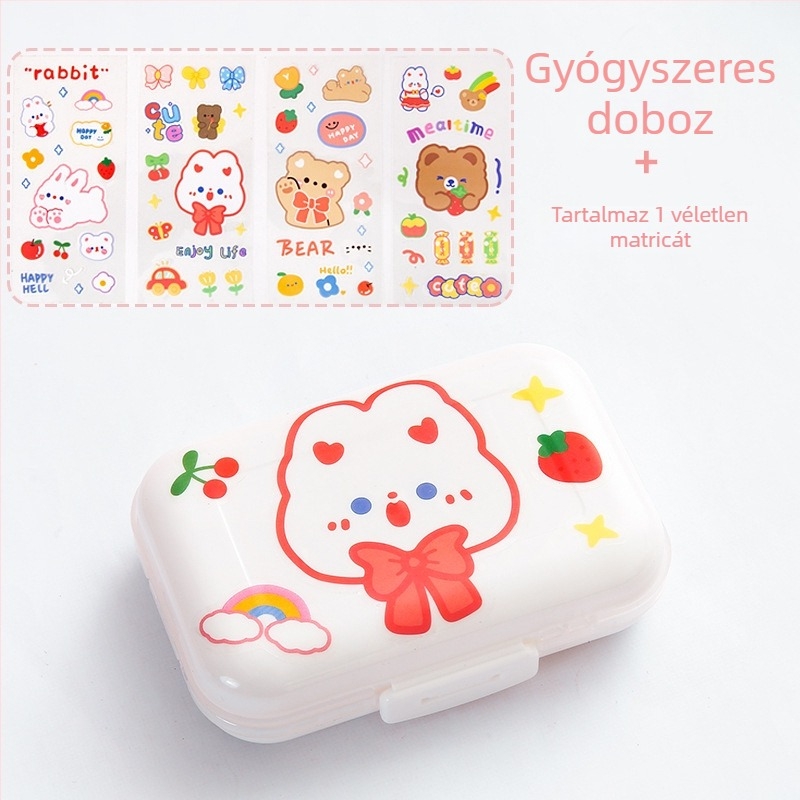 Egyszerű, hordozható tablettatartó otthoni és utazási használatra, átlátszó, több rekeszes tároló