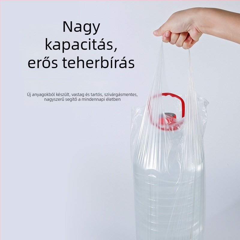 Fekete háztartási szemeteszsákok kézben tartható kivitelben, konyha és kollégiumi használatra