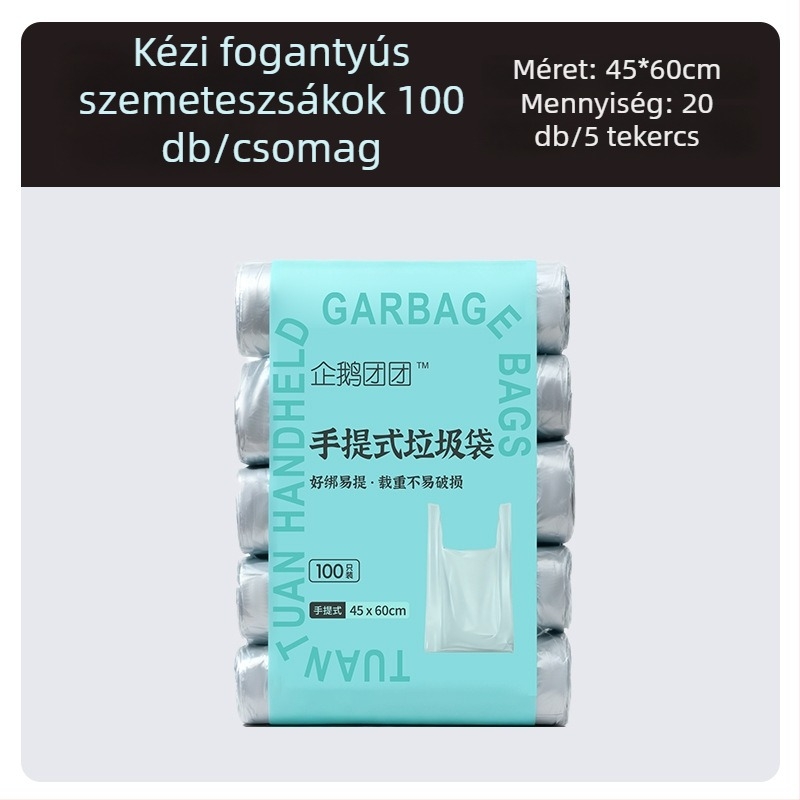 Fekete háztartási szemeteszsákok kézben tartható kivitelben, konyha és kollégiumi használatra