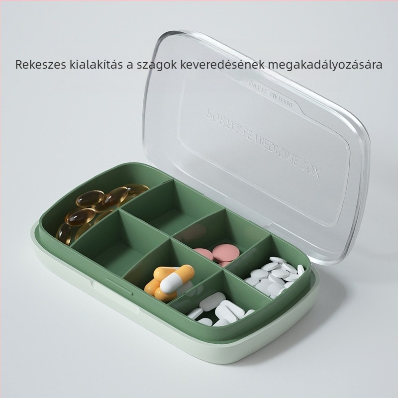 T5135 Kényelmes hét napos tablettás doboz, nagy kapacitású tároló, zárható fedél