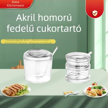 Fűszertartó fedővel és kanállal, nagy kapacitású, átlátszó akril, otthoni és kereskedelmi használatra