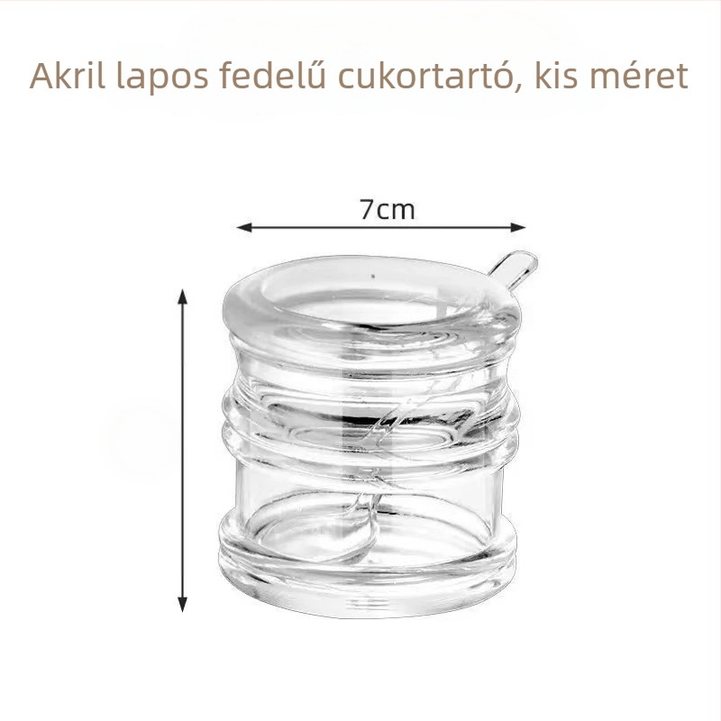 Fűszertartó fedővel és kanállal, nagy kapacitású, átlátszó akril, otthoni és kereskedelmi használatra