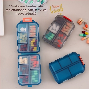 Hordozható heti tablettás doboz, kompakt és vízálló gyógyszeres tároló