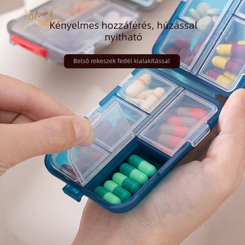 Hordozható heti tablettás doboz, kompakt és vízálló gyógyszeres tároló