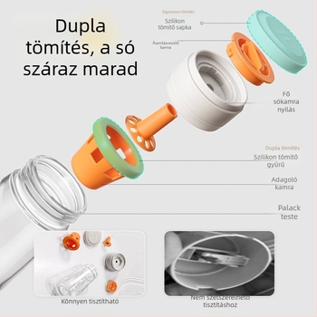 Üveg sótartó adagolóval – nedvességzáró fűszertartók készlete a konyhába