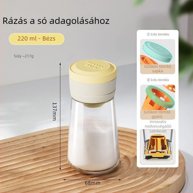 Üveg sótartó adagolóval – nedvességzáró fűszertartók készlete a konyhába