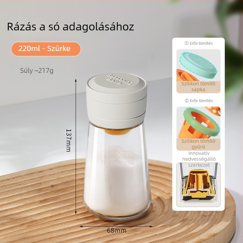 Üveg sótartó adagolóval – nedvességzáró fűszertartók készlete a konyhába