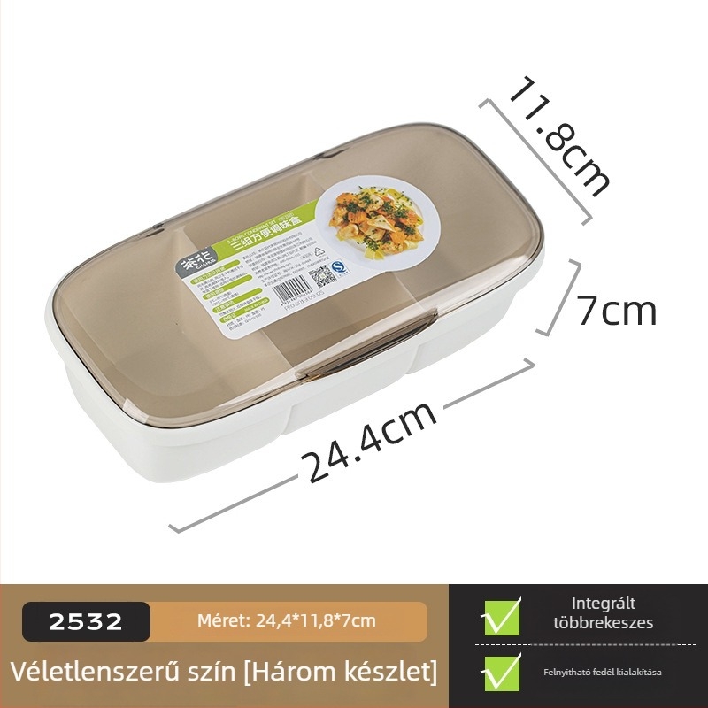Camellia négyrészes fűszertartó doboz integrált fűszeresüveggel, átlátszó konyhai lezárt készlet kanállal