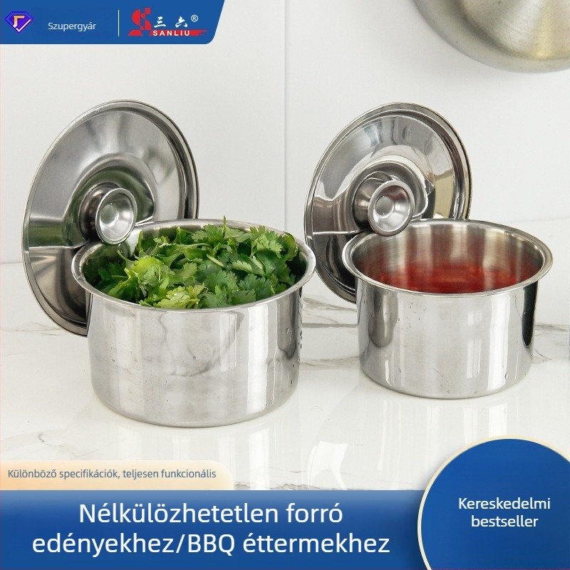 Rozsdamentes acél kör alakú fűszertartó fedővel