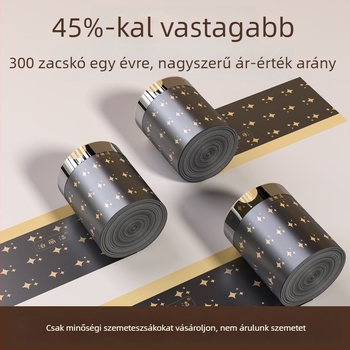 Háztartási vastagított fekete mintás szemeteszsákok kötőzárral, konyhához, PE műanyag zacskók