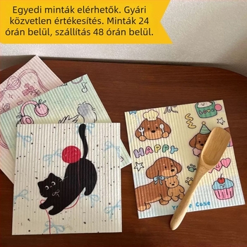 Cuki konyhai törlőkendő fa rostból, nedvszívó, vastagított kivitel, rácsos mintával, többfunkciós tisztításra