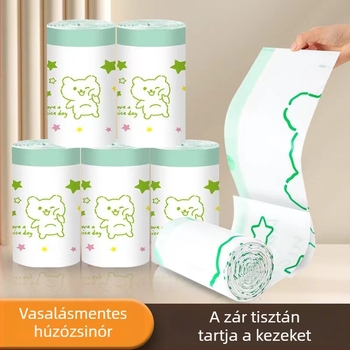 Kiterjesztett, vastag szemeteszsákok húzózáras zárással, egyszer használatos, kollégiumi használatra