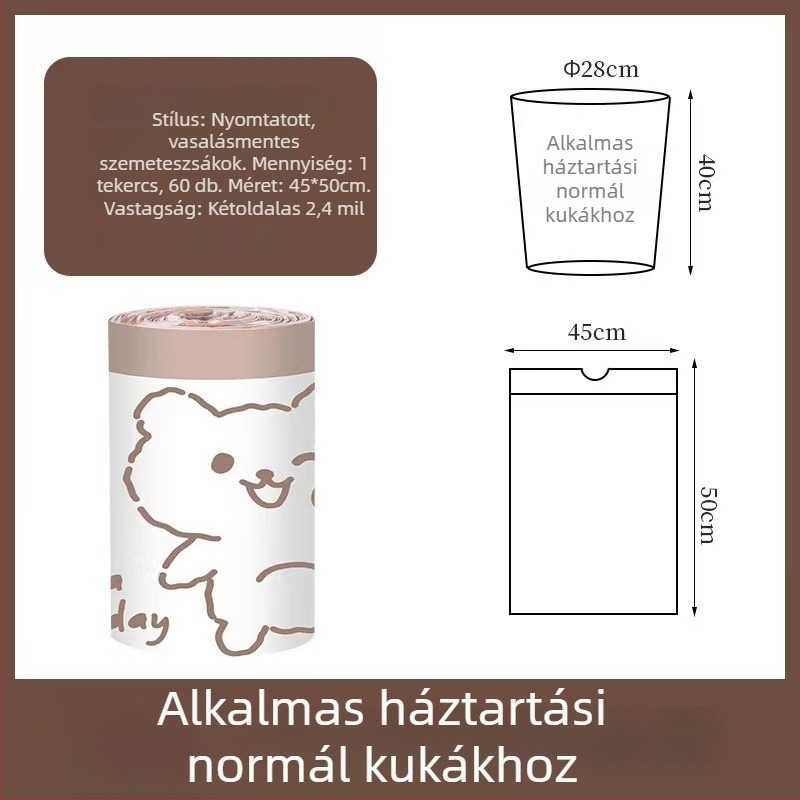 Kiterjesztett, vastag szemeteszsákok húzózáras zárással, egyszer használatos, kollégiumi használatra