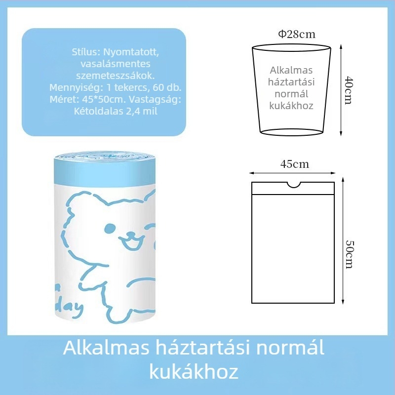 Kiterjesztett, vastag szemeteszsákok húzózáras zárással, egyszer használatos, kollégiumi használatra