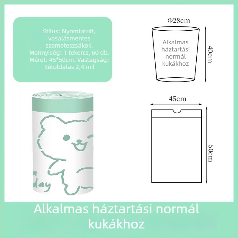 Kiterjesztett, vastag szemeteszsákok húzózáras zárással, egyszer használatos, kollégiumi használatra