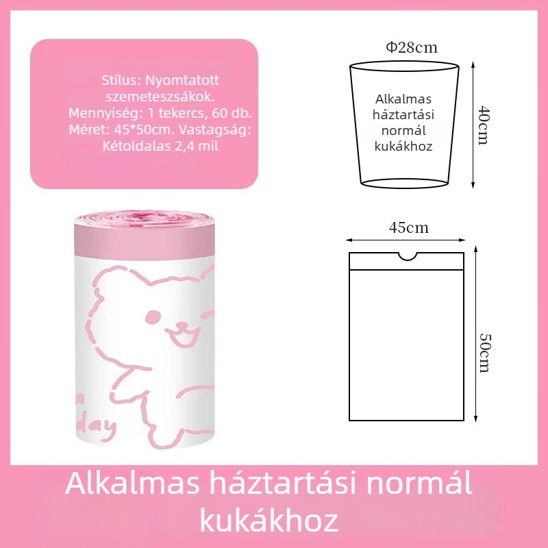 Kiterjesztett, vastag szemeteszsákok húzózáras zárással, egyszer használatos, kollégiumi használatra