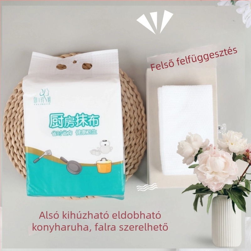 Egyszer használatos konyhai kendő felfüggeszthető és kihúzható dizájnnal, nedvszívó, vastag tisztító kendő otthoni használatra
