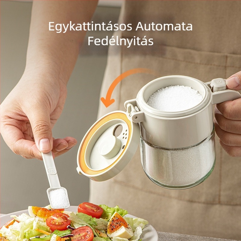 Konyhai fűszeres készlet – zárható, nedvességálló tárolóedények fűszerekhez, sótartó és fűszershaker