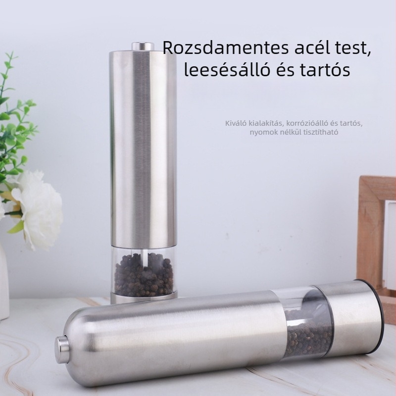 Rozsdamentes acél borsőrlő és kávédaráló, multifunkcionális konyhai fűszertartóval