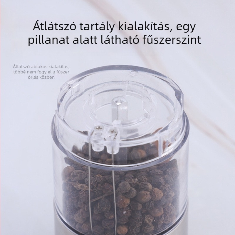 Rozsdamentes acél borsőrlő és kávédaráló, multifunkcionális konyhai fűszertartóval