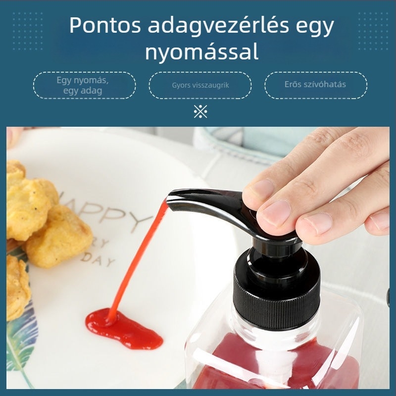Élelmiszer-minőségű műanyag nyomóflakon, többfunkciós, alkalmas paradicsomszószhoz, osztrigaszószhoz és mézhez, fűszerekhez