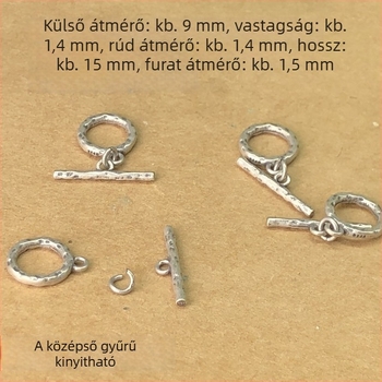 S925 Sterling ezüst, vintage antikolt OT csattal összekötő nyaklánc és karkötő, fonott zsinórral, kézzel készített kiadás