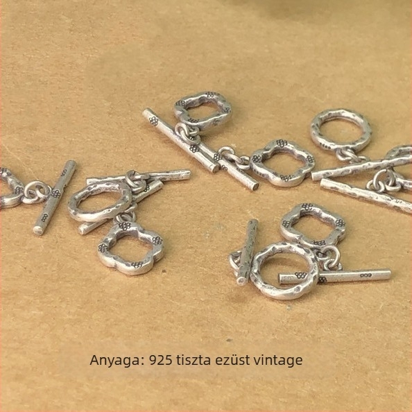 S925 Sterling ezüst, vintage antikolt OT csattal összekötő nyaklánc és karkötő, fonott zsinórral, kézzel készített kiadás