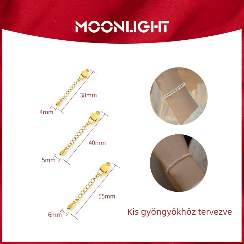 Moonlight Rozsdamentes acél Homárkapocs gyöngyfejű nyaklánc extenderrel – DIY ékszerkiegészítő