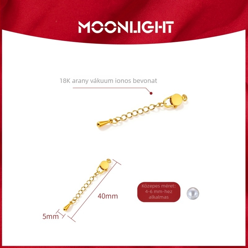 Moonlight Rozsdamentes acél Homárkapocs gyöngyfejű nyaklánc extenderrel – DIY ékszerkiegészítő