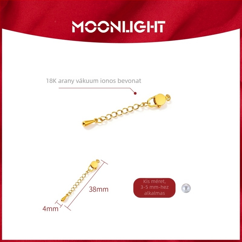 Moonlight Rozsdamentes acél Homárkapocs gyöngyfejű nyaklánc extenderrel – DIY ékszerkiegészítő