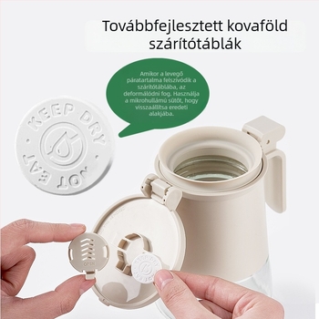 Shanglan Üveges fűszertartó, zárt nedvességálló tömítéssel és nyomógombos fedéllel, só és ízesítők számára