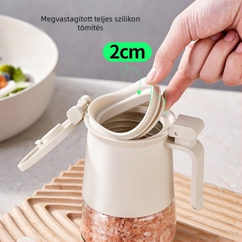 Shanglan Üveges fűszertartó, zárt nedvességálló tömítéssel és nyomógombos fedéllel, só és ízesítők számára