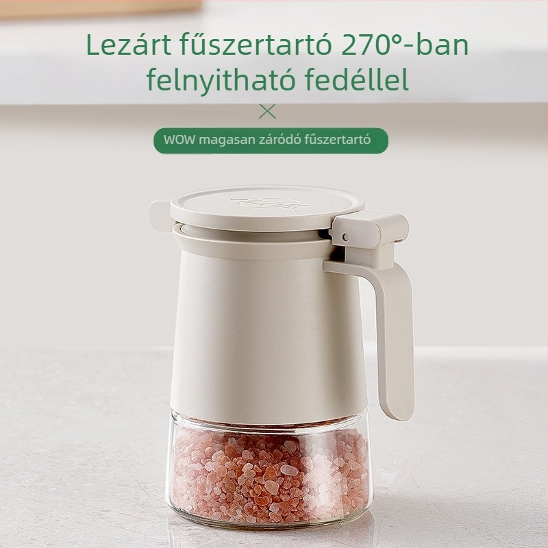 Shanglan Üveges fűszertartó, zárt nedvességálló tömítéssel és nyomógombos fedéllel, só és ízesítők számára
