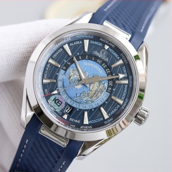 Férfi automata mechanikus óra naptárral, világatlasz mintás számlappal, szilikon szíj, rozsdamentes acél tok, 41 mm, vízálló 10 m.