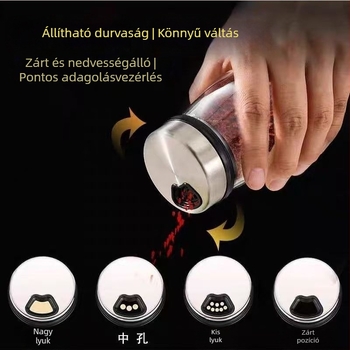 Üvegből készült fűszertartó készlet só- és borsszórókkal, konyhához és grillsütőhöz