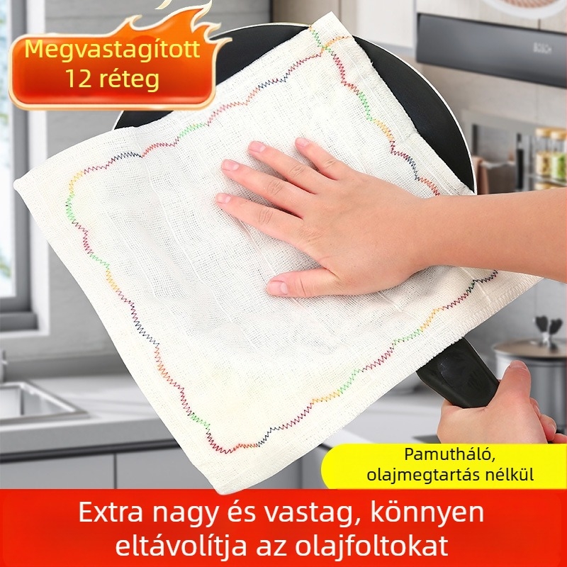 Konyhai törlőkendő, vastag pamutfonalból készített abszorbeáló konyhai rongy, fazekak súroló kendője