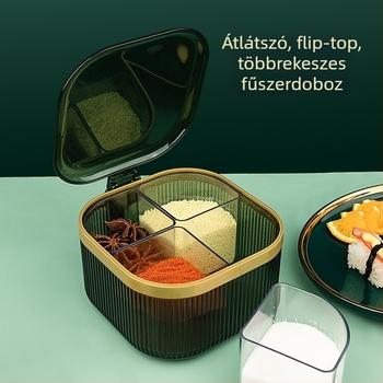 Könnyed luxus fűszertartó készlet integrált többrekeszes tárolóval és fedővel